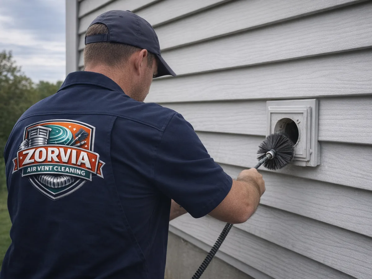 dryer vent cleaning technician on the job in Jacksonville, FL